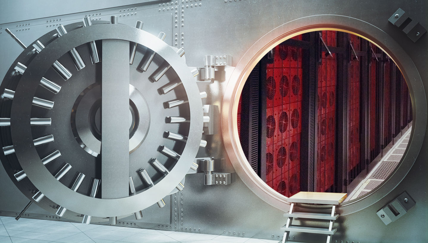 a vault with Backblaze Storage Pods inside