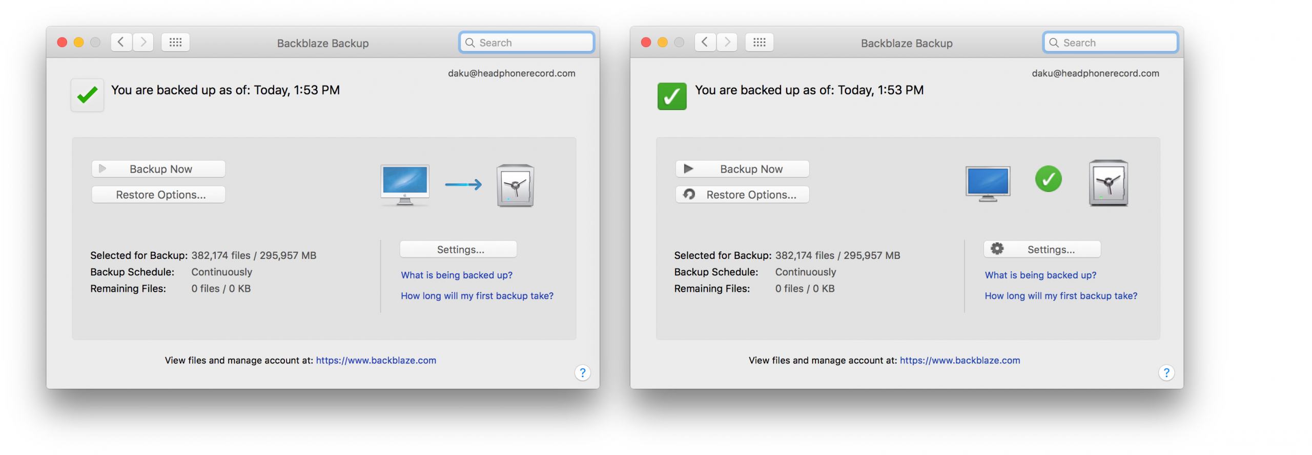 Backblaze Retina System Preferences