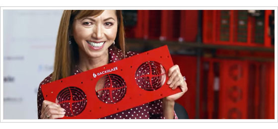 Tina Cessna, Backblaze's VP of Engineering, holding a Storage Pod Vent