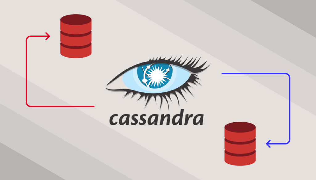 A decorative image showing the Cassandra logo with a function represented by two servers on either side of the logo. 