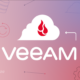 A decorative image showing the word Veeam and a cloud with the Backblaze logo.